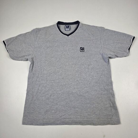 Vintage JNCO Shirt Mens Large Gray V Neck Contrast Trim Embroidered Made USA 90s - Picture 1 of 15